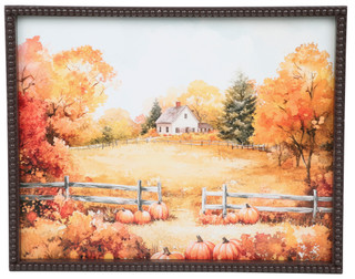 Thumbnail 1: MAISON ROUGE 16x20 Fall Landscape Beaded Wooden Harvest Wall Art 