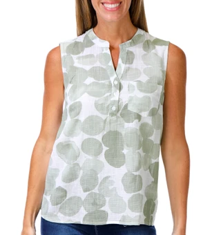 Thumbnail 1: Dash Women's Sleeveless Button Neck Top 
