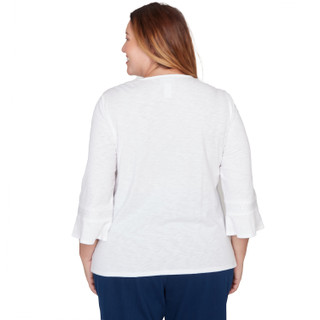 Thumbnail 2: Alfred Dunner Plus 3Q Sleeve Medallion Embroidered Top 