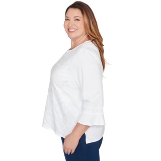 Thumbnail 4: Alfred Dunner Plus 3Q Sleeve Medallion Embroidered Top 