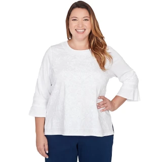Thumbnail 1: Alfred Dunner Plus 3Q Sleeve Medallion Embroidered Top 