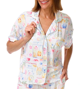 Thumbnail 4: JACLYN Women's 2 Pc Pajama Shorts Set 
