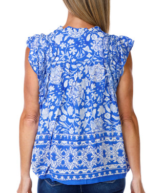 Thumbnail 3: FARMERS MARKET Women's Floral Ruffle Sleeve Button Front Top 