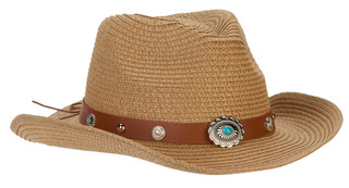 Thumbnail 1: Marcus Adler Women's Natural Woven Cowgirl Hat w/ Bead Band 