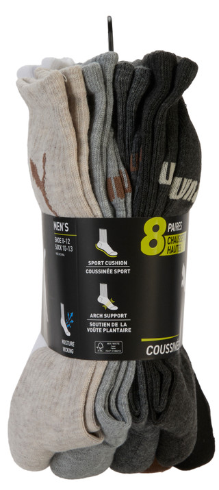 Thumbnail 2: Puma Men's 8 Pk Cushioned Crew Socks 