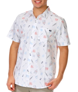 Thumbnail 1: Hurley Men's Americana BBQ Print Button Down Shirt 