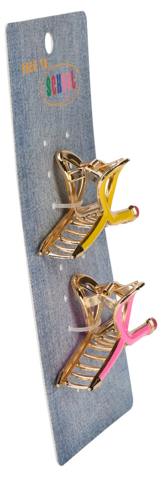 Thumbnail 2: 2 Pk Back-to-School Twisted Pencil Claw Clips 