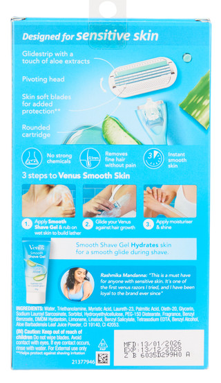Thumbnail 2: Gillette Venus Smooth Sensitive Razor w/ Shave Gel 