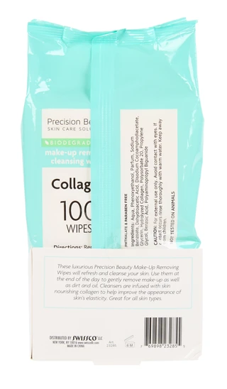 Thumbnail 2: Precision Beauty 100 Ct Firming Collagen Make-Up Removing Cleansing Wipes 