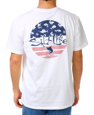 Thumbnail 2: Salt Life Men's Americana Outdoor Fish Flag Graphic Tee 