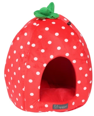 Thumbnail 1: Nandog Pet Gear 18 in Strawberry Pet Cave with Pillow 