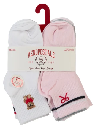 Thumbnail 1: Aeropostale Youth Girls 10 Pk High Quarter Socks 