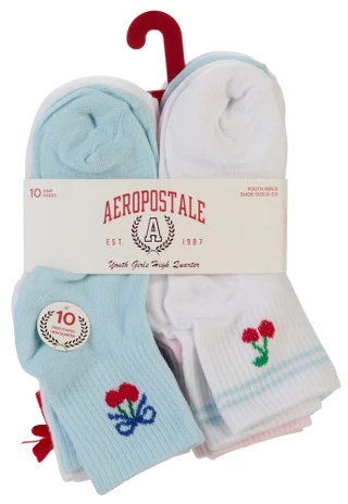 Thumbnail 1: Aeropostale Youth Girls 10 Pk High Quarter Socks 