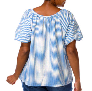 Thumbnail 2: MAX STUDIO Plus Short Sleeve Stripe Top 