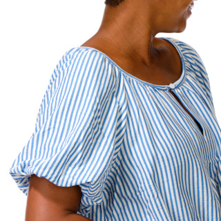 Thumbnail 3: MAX STUDIO Plus Short Sleeve Stripe Top 