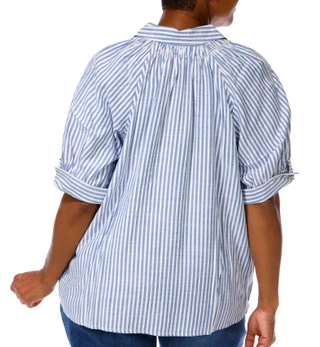 Thumbnail 2: MAX STUDIO Plus Short Sleeve Stripe Top 