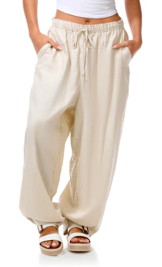 Thumbnail 1: MAX STUDIO Plus Linen Drawstring Pants 