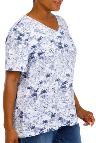 Thumbnail 3: Coral Bay Women's Plus V-Neckline Short Sleeve Top 