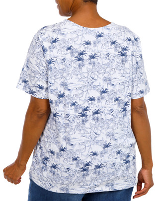 Thumbnail 4: Coral Bay Women's Plus V-Neckline Short Sleeve Top 