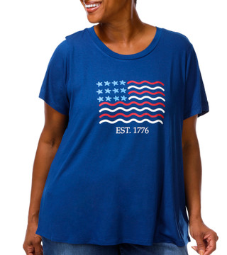 Thumbnail 1: RIO & RIAN Plus Short Sleeve US Flag Top 