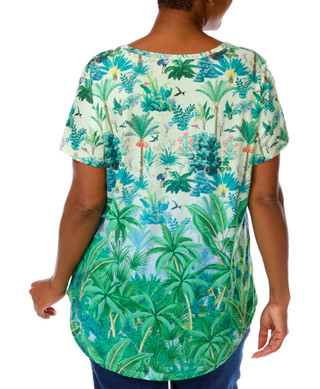 Thumbnail 2: Coral Bay Plus Short Sleeve Summer Green Top 