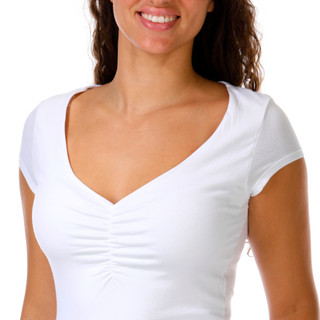 Thumbnail 3: Derek Heart Juniors Short Sleeve Cinched V-Neck Top 