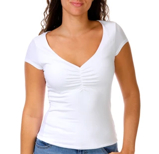 Thumbnail 1: Derek Heart Juniors Short Sleeve Cinched V-Neck Top 