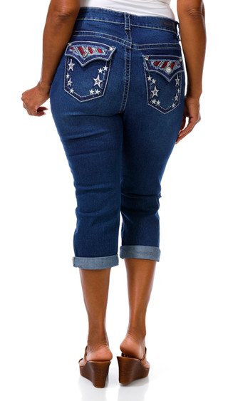Thumbnail 1: COPPERFLASH Plus Denim Capris 