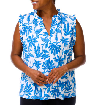 Thumbnail 1: Tahari Plus Sleeveless Ruffle Neck Top 