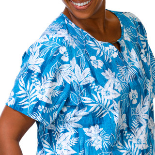 Thumbnail 3: Coral Bay Women's Plus Keyhole Hardware Short Sleeve Tee 