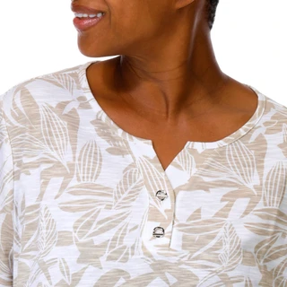Thumbnail 2: Coral Bay Women's Plus Split Neckline Short Sleeve Top 