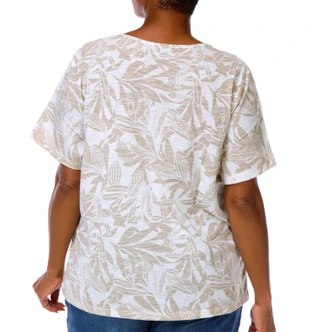 Thumbnail 4: Coral Bay Women's Plus Split Neckline Short Sleeve Top 