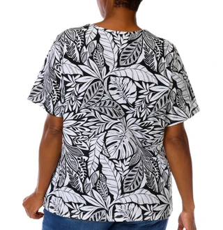 Thumbnail 4: Coral Bay Women's Plus Split Neckline Short Sleeve Top 