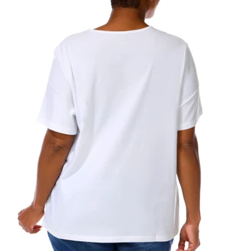 Thumbnail 2: Coral Bay Women's Plus Embroidered Short Sleeve Top 