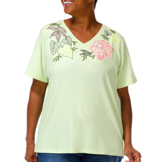Thumbnail 1: Coral Bay Women's Plus Embroidered Boho V-Neckline Top 
