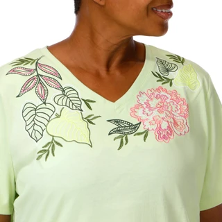 Thumbnail 2: Coral Bay Women's Plus Embroidered Boho V-Neckline Top 