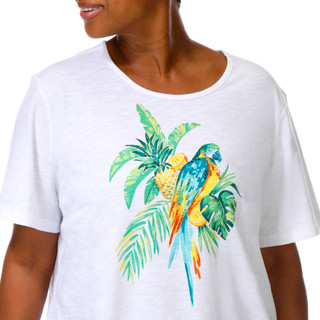 Thumbnail 2: Coral Bay Women's Plus Embellished Short Sleeve Top 