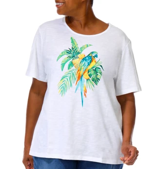 Thumbnail 1: Coral Bay Women's Plus Embellished Short Sleeve Top 