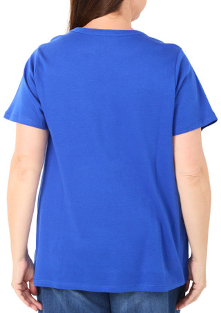 Thumbnail 3: Coral Bay Women's Plus Split Neckline Rhinestone Short Sleeve Top 