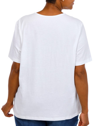 Thumbnail 3: Coral Bay Women's Plus V-Neckline Short Sleeve Top 