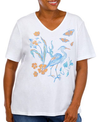 Thumbnail 1: Coral Bay Women's Plus V-Neckline Short Sleeve Top 