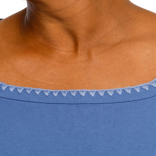 Thumbnail 3: Coral Bay Women's Plus Square Neckline Lace Trim Short Sleeve Top 