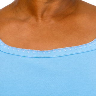 Thumbnail 2: Coral Bay Women's Plus Square Neckline Lace Trim Short Sleeve Top 