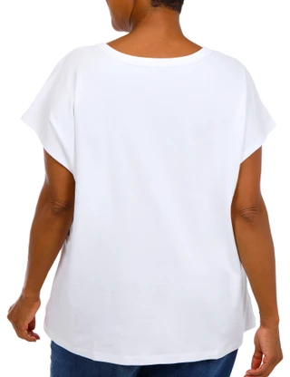 Thumbnail 2: Coral Bay Women's Plus Layer Crew Neckline Short Sleeve Top 