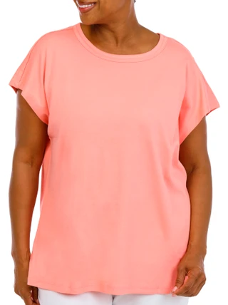 Thumbnail 1: Coral Bay Women's Plus Layer Crew Neckline Short Sleeve Top 