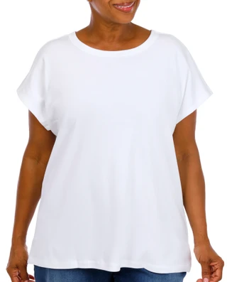 Thumbnail 1: Coral Bay Women's Plus Layer Crew Neckline Short Sleeve Top 