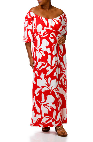 Thumbnail 1: HARLOW & ROSE Plus 3/4 Sleeve Maxi Dress 
