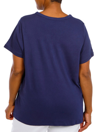 Thumbnail 2: Coral Bay Women's Plus Henley Short Sleeve Tee 
