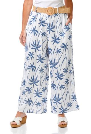 Thumbnail 1: BUNULU Women's Palm Tree Gauze Pants 