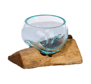 Thumbnail 1: JD YEATTS 6 in Glass Bowl on Wood Home Accent 